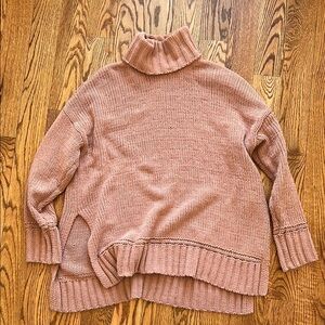 AERIE Cozy Pink Turtleneck Sweater